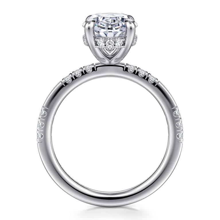 Leandra - 14K White Gold Oval Diamond Engagement Ring - 0.3 ct - Shot 2