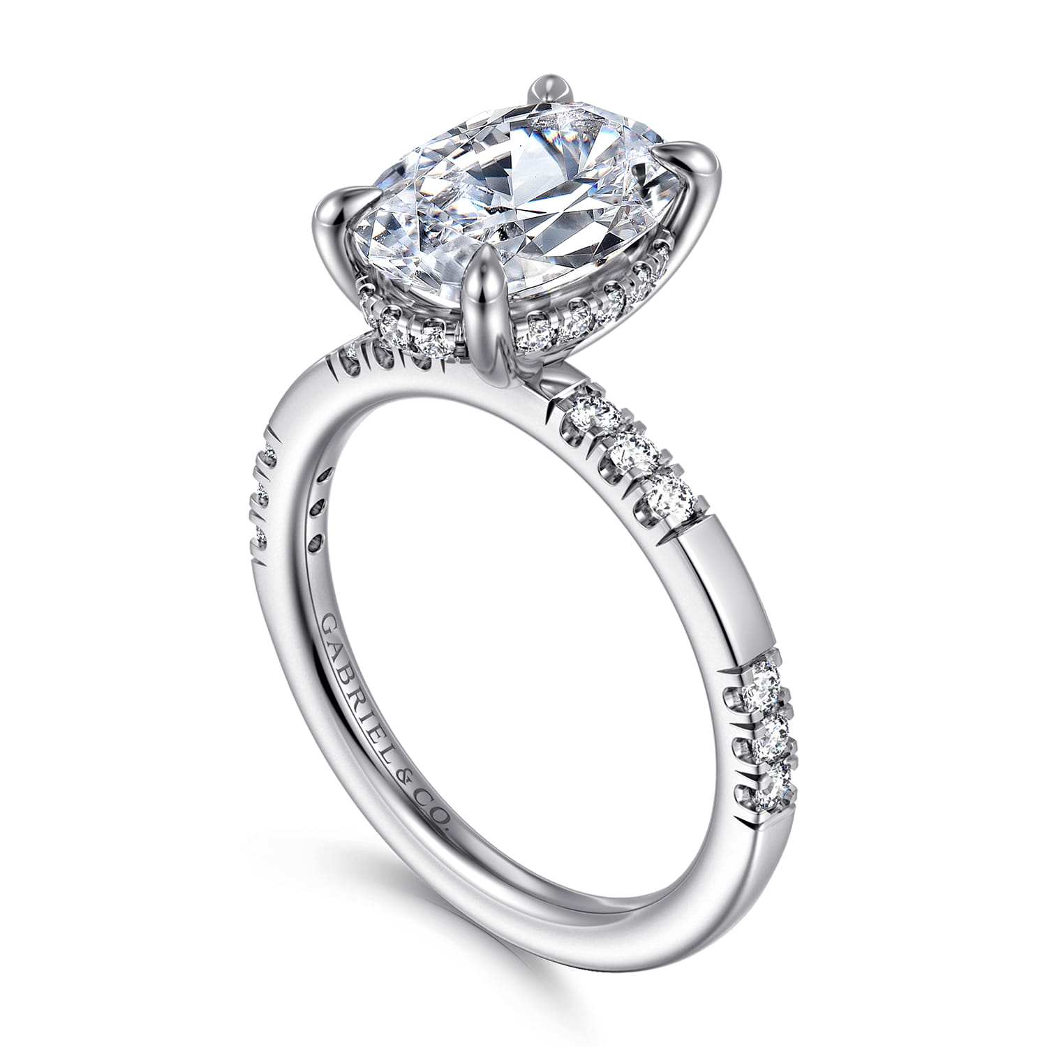 Leandra - 14K White Gold Oval Diamond Engagement Ring - 0.3 ct - Shot 3