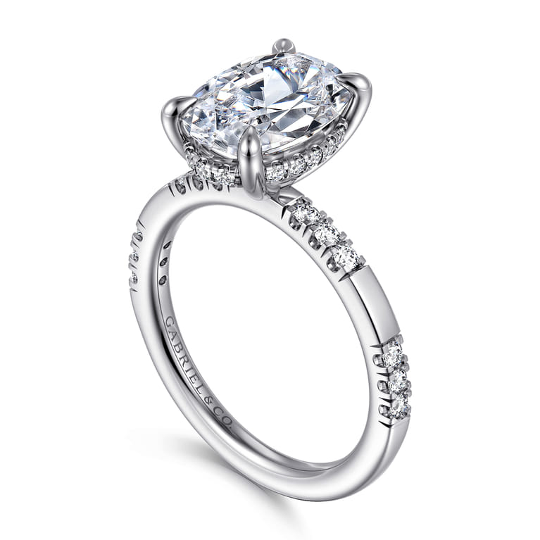 Leandra - 14K White Gold Oval Diamond Engagement Ring - 0.3 ct - Shot 3