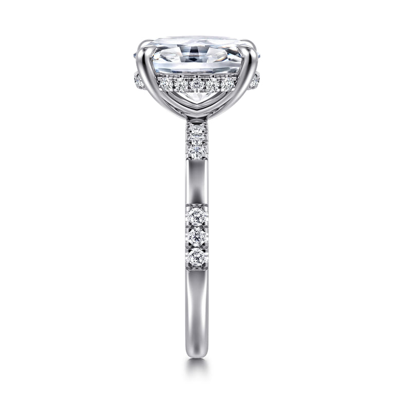 Leandra - 14K White Gold Oval Diamond Engagement Ring - 0.3 ct - Shot 4