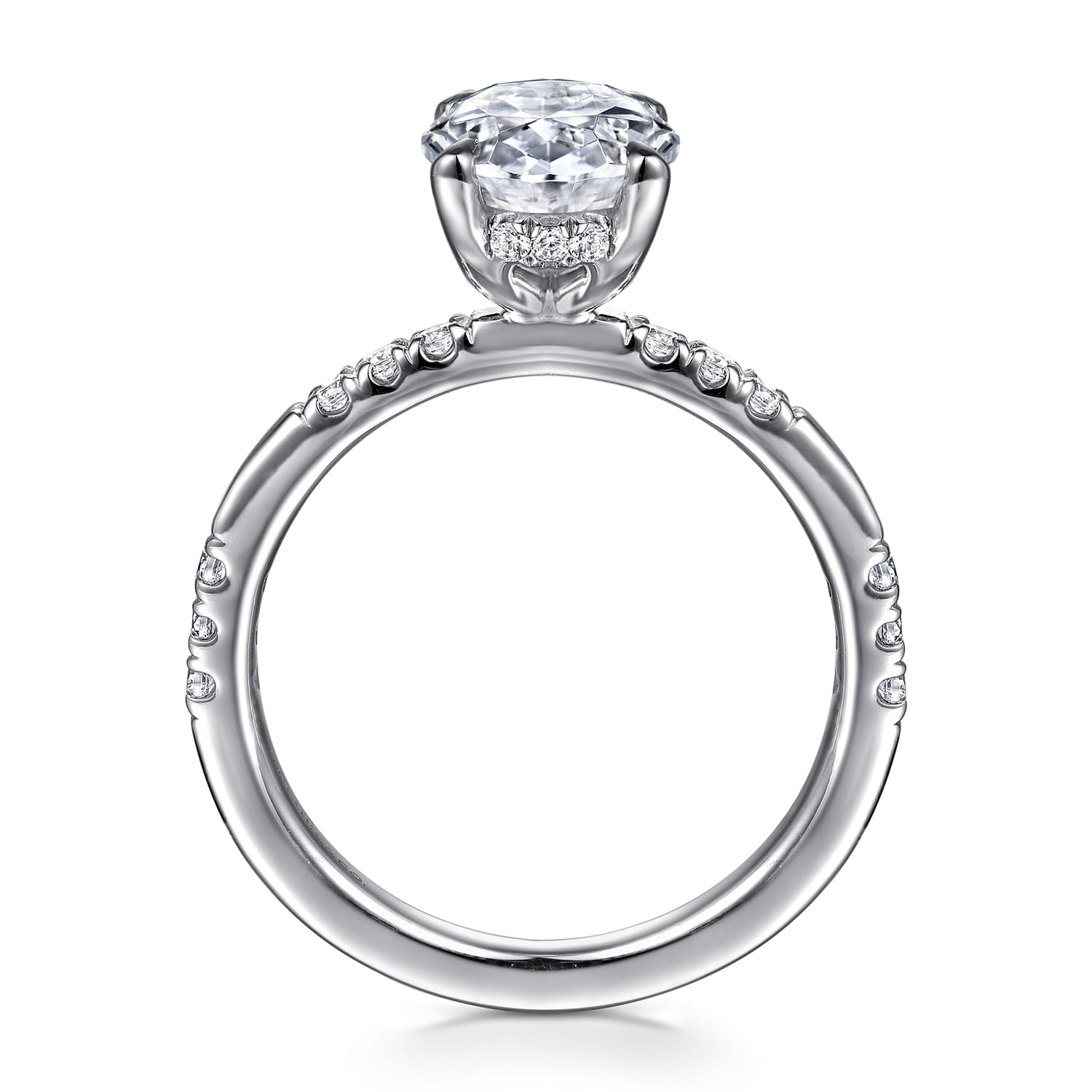 Leandra - 14K White Gold Oval Diamond Engagement Ring - 0.3 ct - Shot 2