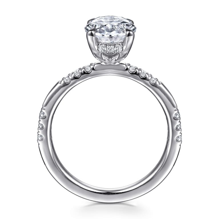 Leandra - 14K White Gold Oval Diamond Engagement Ring - 0.3 ct - Shot 2