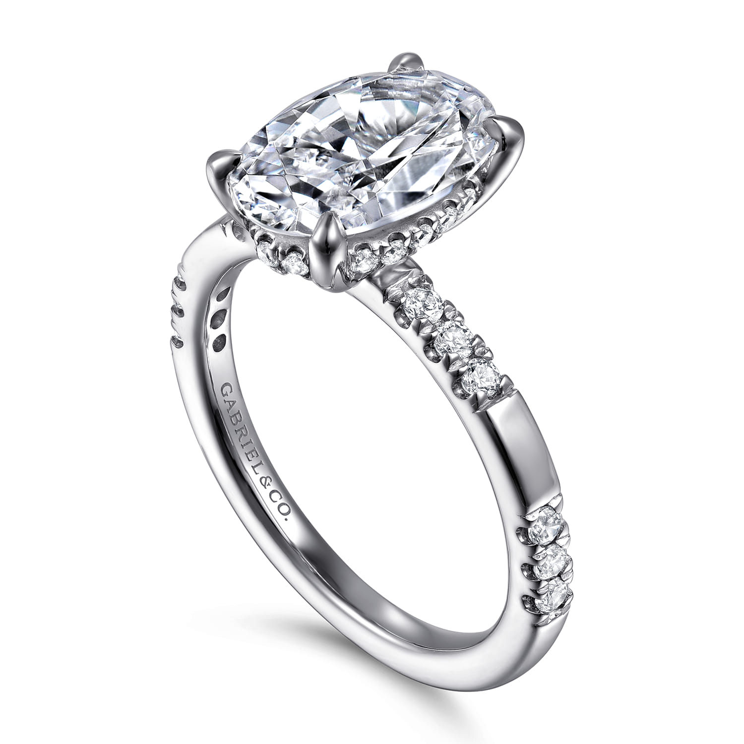 Leandra - 14K White Gold Oval Diamond Engagement Ring - 0.3 ct - Shot 3