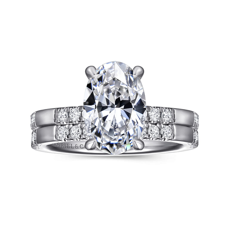 Leandra - 14K White Gold Oval Diamond Engagement Ring - 0.3 ct - Shot 4