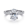 Gaia - 14K White Gold Oval Lotus Diamond Engagement Ring - 0.4 ct