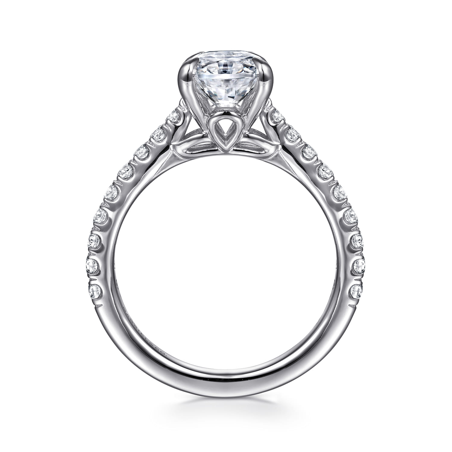Gaia - 14K White Gold Oval Lotus Diamond Engagement Ring - 0.4 ct - Shot 2