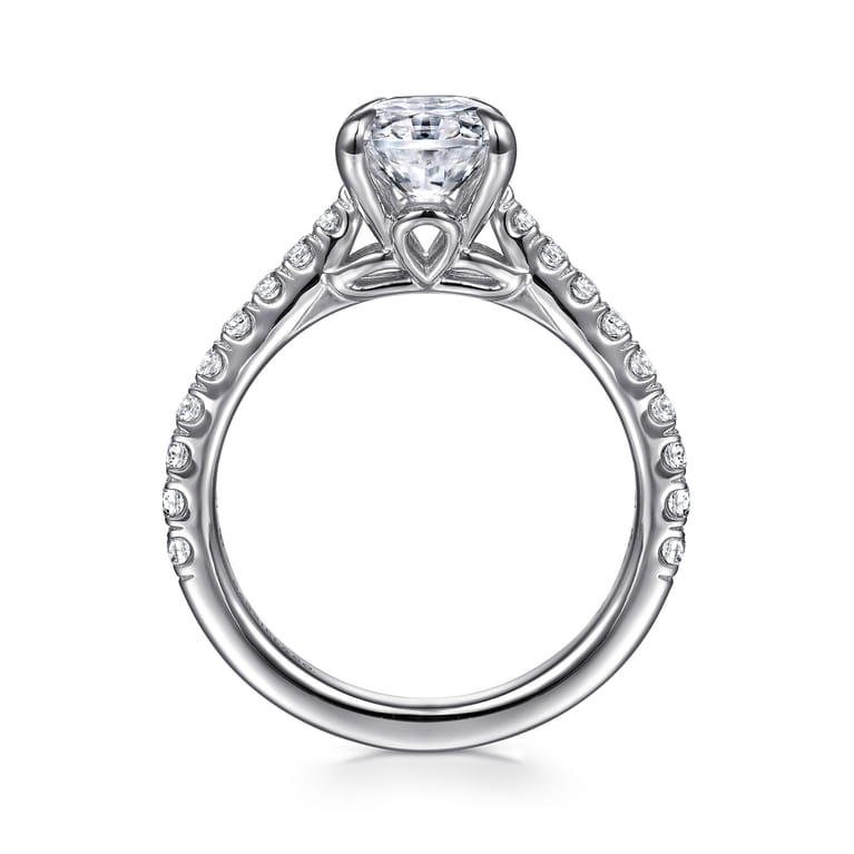 Gaia - 14K White Gold Oval Lotus Diamond Engagement Ring - 0.4 ct - Shot 2