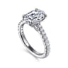 Gaia - 14K White Gold Oval Lotus Diamond Engagement Ring - 0.4 ct