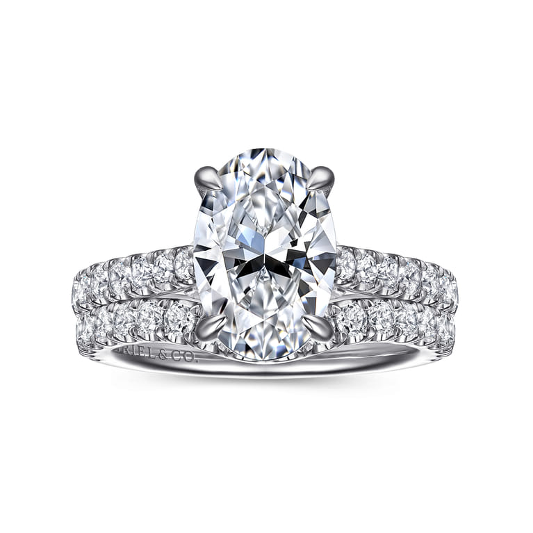Gaia - 14K White Gold Oval Lotus Diamond Engagement Ring - 0.4 ct - Shot 4