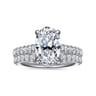 Gaia - 14K White Gold Oval Lotus Diamond Engagement Ring - 0.4 ct