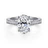 Favola - 14K White Gold Oval Lotus Diamond Engagement Ring - 0.25 ct