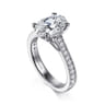 Favola - 14K White Gold Oval Lotus Diamond Engagement Ring - 0.25 ct