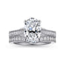 Favola - 14K White Gold Oval Lotus Diamond Engagement Ring - 0.25 ct