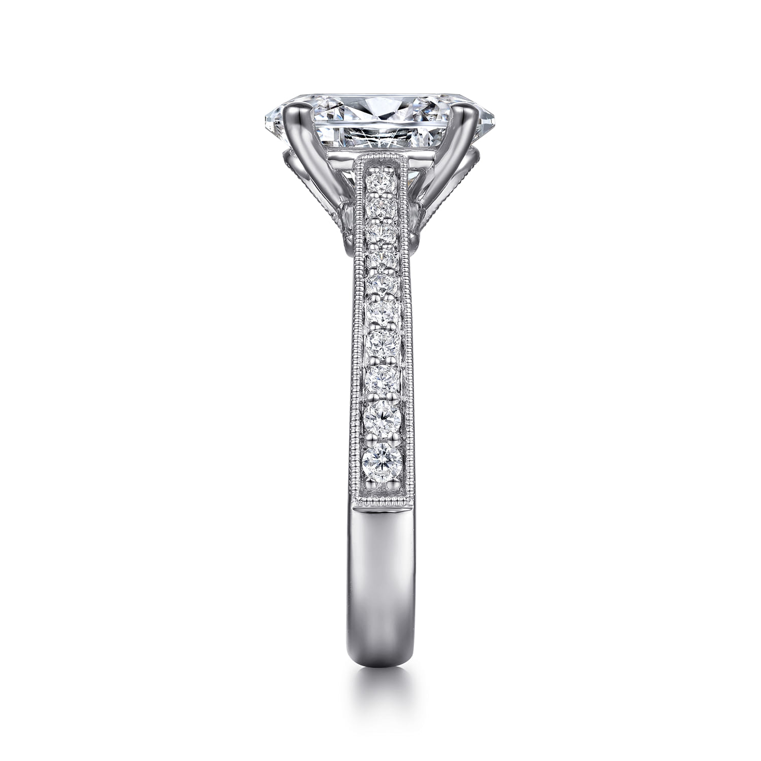 Favola - 14K White Gold Oval Lotus Diamond Engagement Ring - 0.25 ct - Shot 5