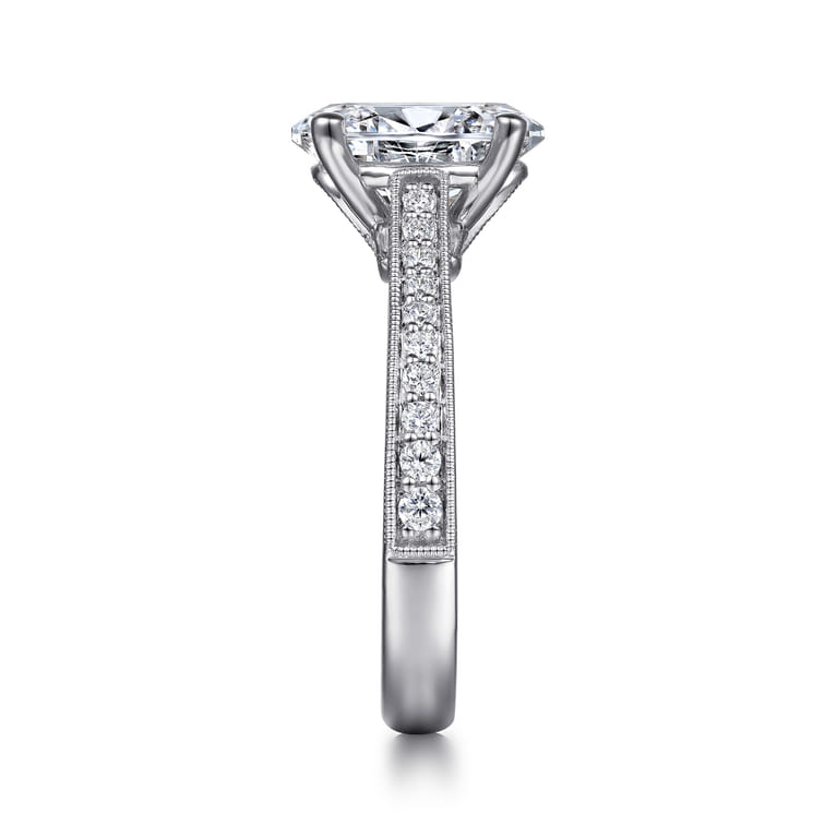 Favola - 14K White Gold Oval Lotus Diamond Engagement Ring - 0.25 ct - Shot 5