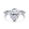 Aspen - 14K White Gold Bezel Set Oval Diamond Engagement Ring - 0.09 ct