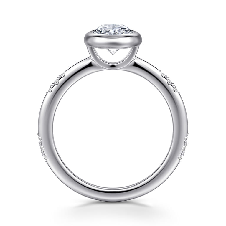 Aspen - 14K White Gold Bezel Set Oval Diamond Engagement Ring - 0.09 ct - Shot 2