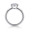 Aspen - 14K White Gold Bezel Set Oval Diamond Engagement Ring - 0.09 ct