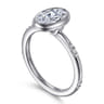 Aspen - 14K White Gold Bezel Set Oval Diamond Engagement Ring - 0.09 ct