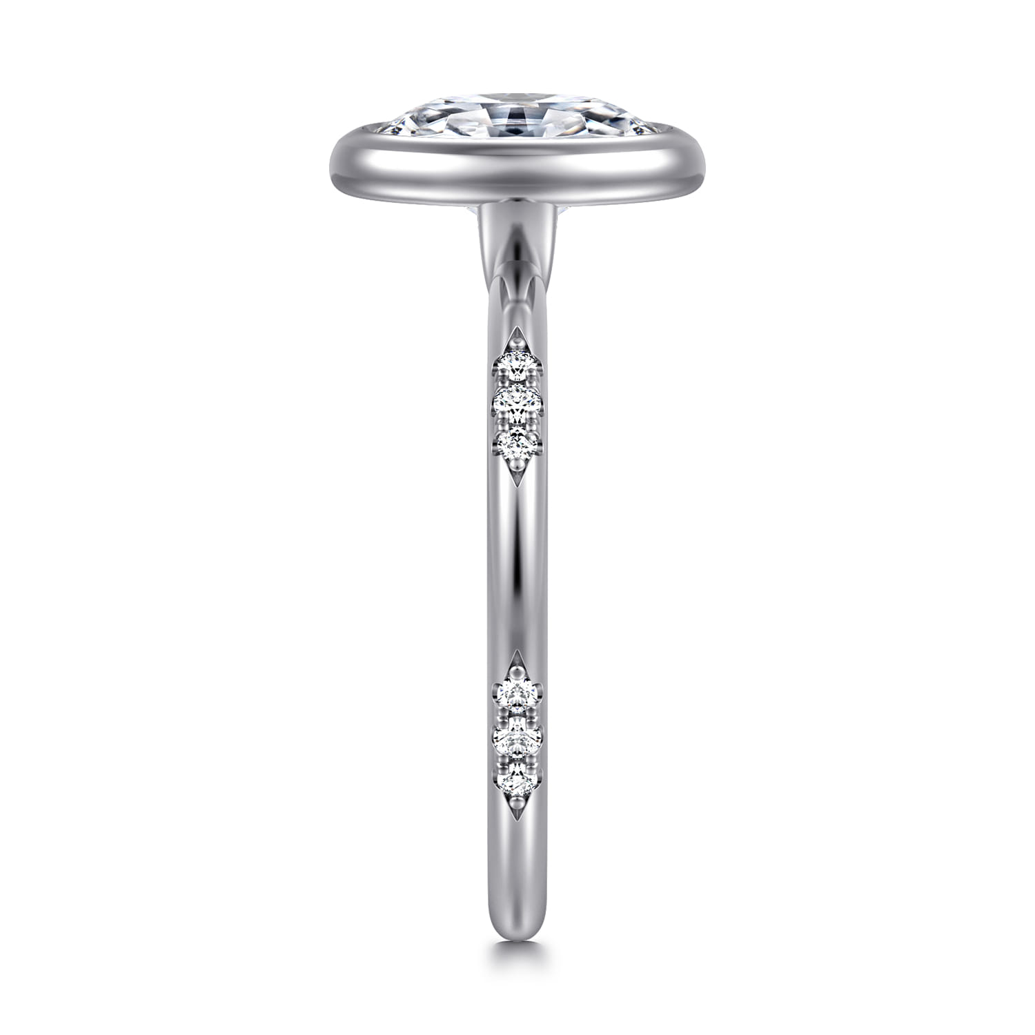 Aspen - 14K White Gold Bezel Set Oval Diamond Engagement Ring - 0.09 ct - Shot 4