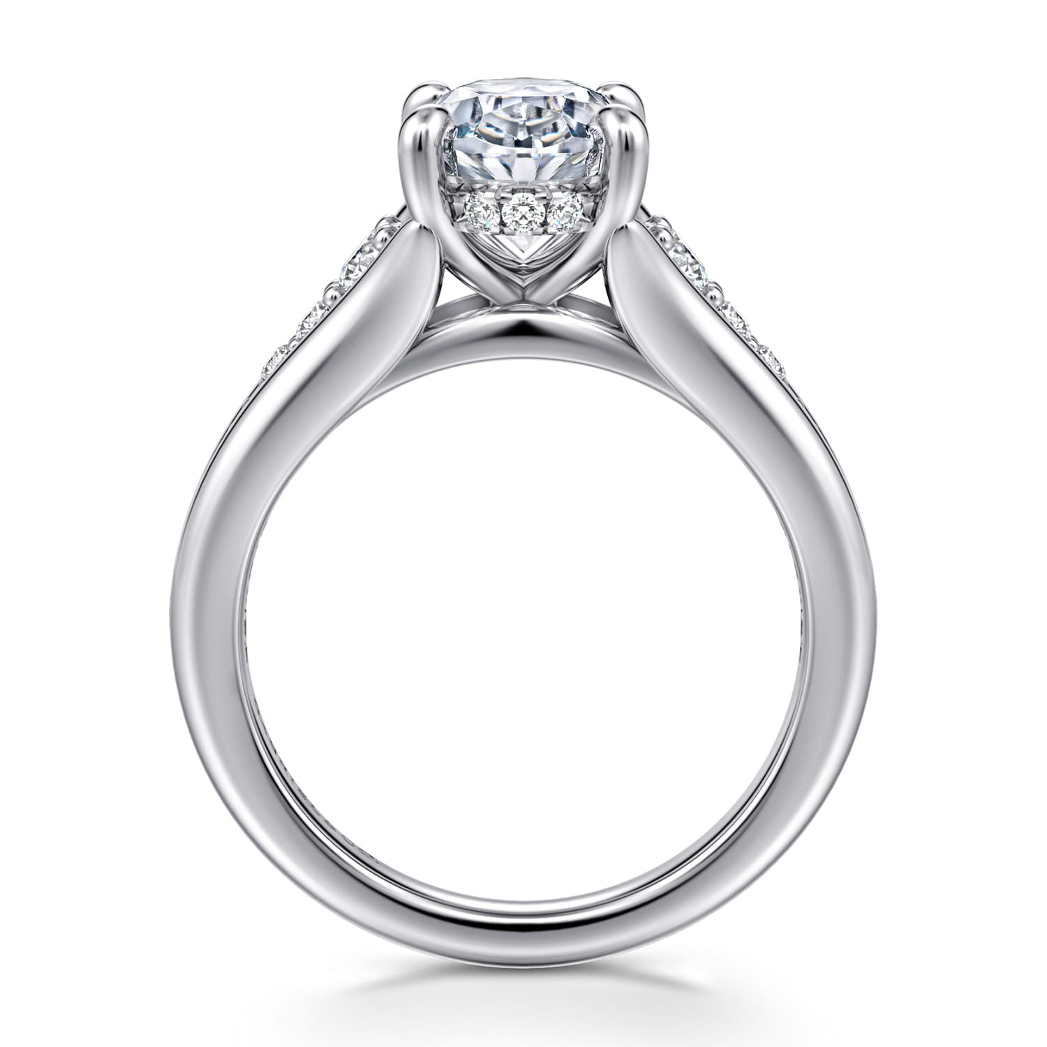 Bruno - 14K White Gold Oval Diamond Engagement Ring - 0.3 ct - Shot 2