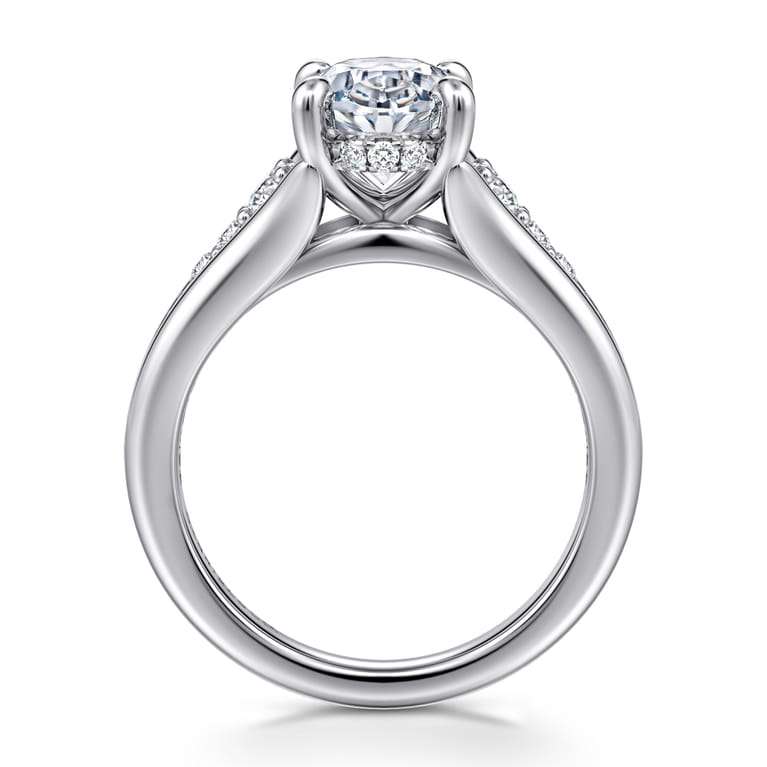 Bruno - 14K White Gold Oval Diamond Engagement Ring - 0.3 ct - Shot 2