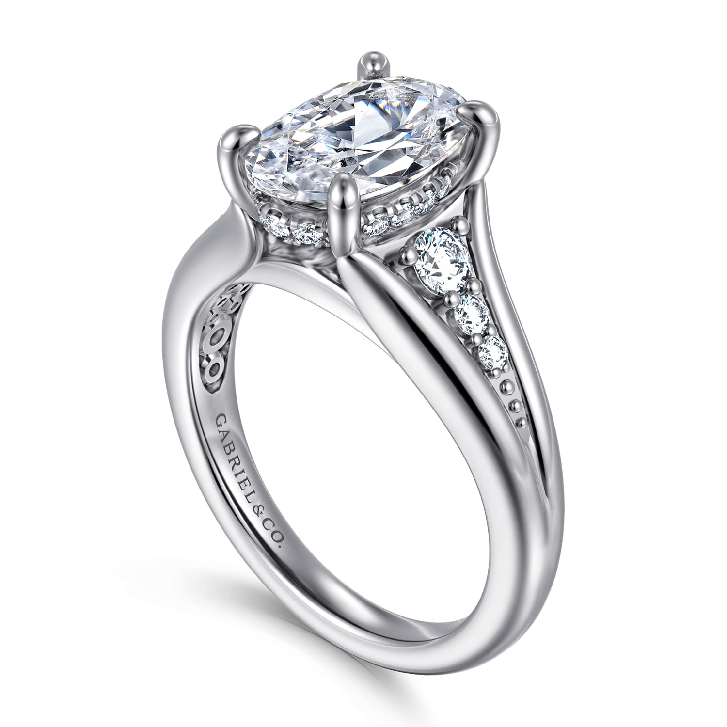 Bruno - 14K White Gold Oval Diamond Engagement Ring - 0.3 ct - Shot 3