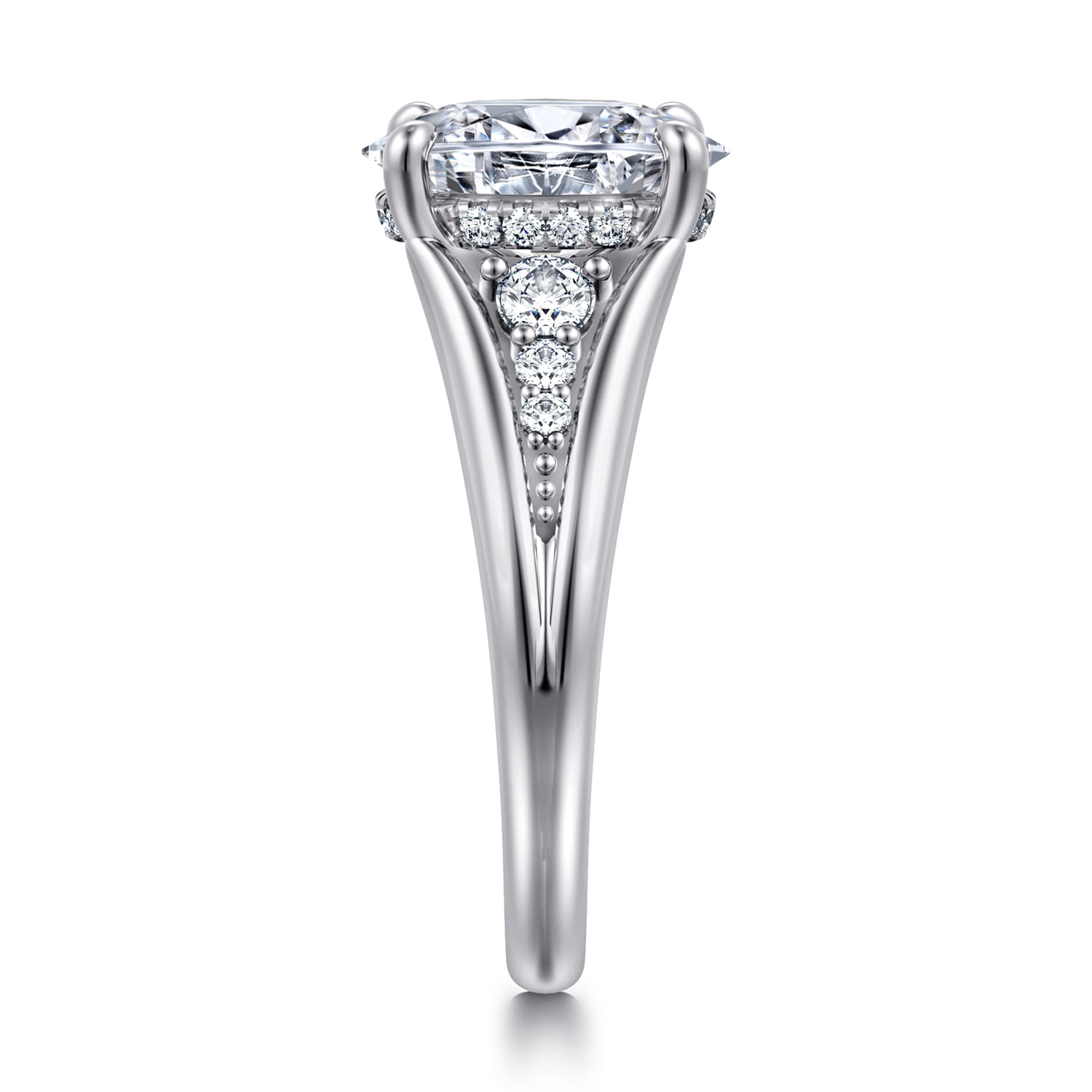 Bruno - 14K White Gold Oval Diamond Engagement Ring - 0.3 ct - Shot 4