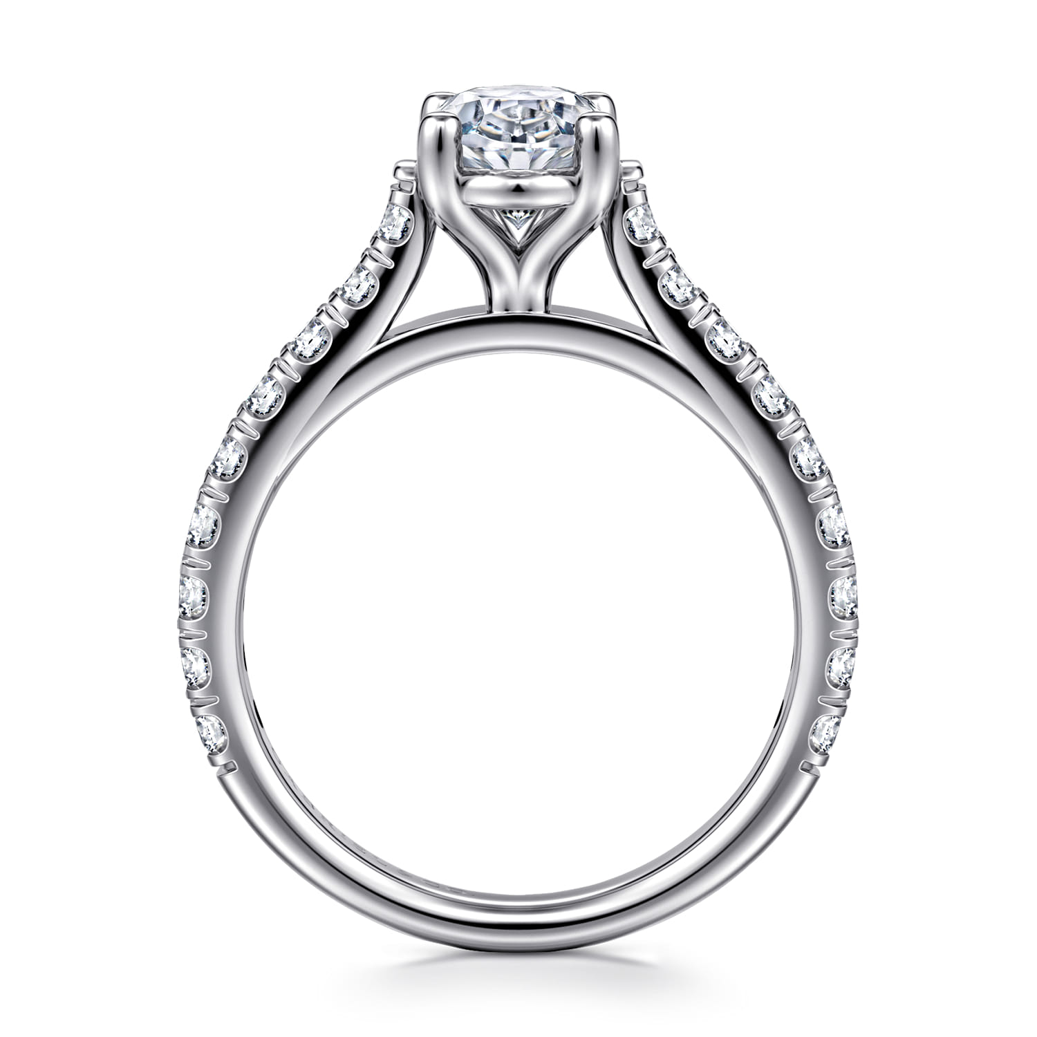Luciole - 14K White Gold Oval Diamond Engagement Ring - 0.6 ct - Shot 2
