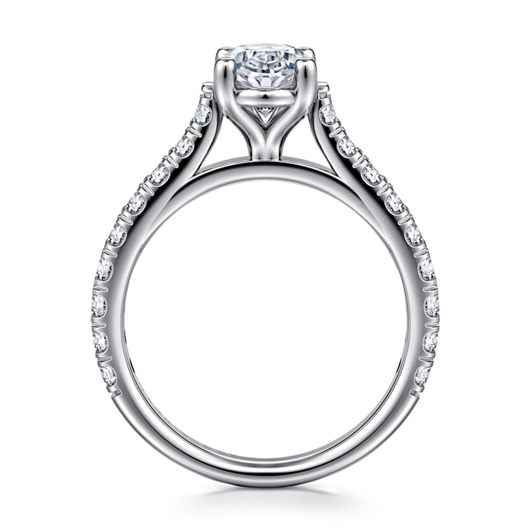 Luciole - 14K White Gold Oval Diamond Engagement Ring - 0.6 ct - Shot 2