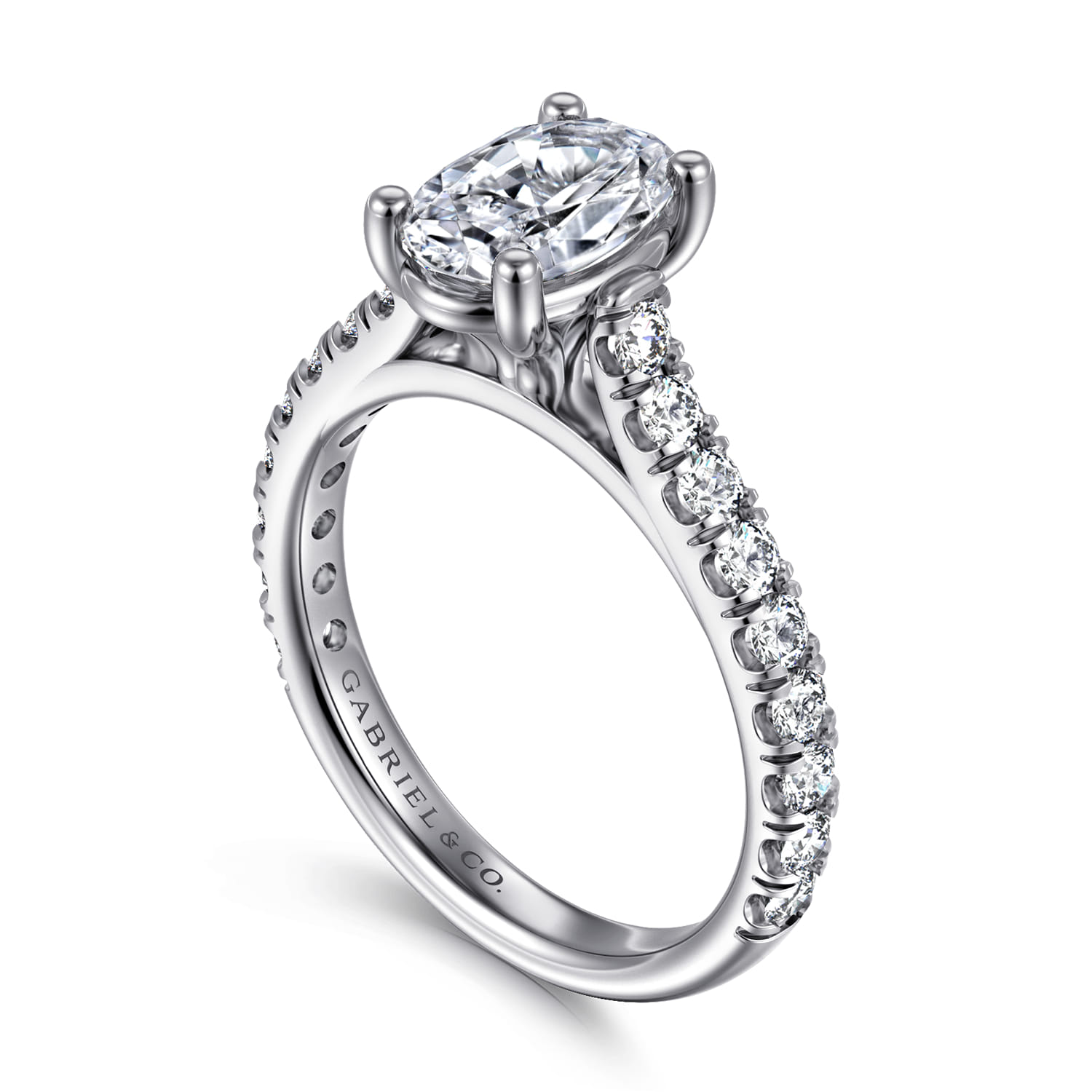 Luciole - 14K White Gold Oval Diamond Engagement Ring - 0.6 ct - Shot 3