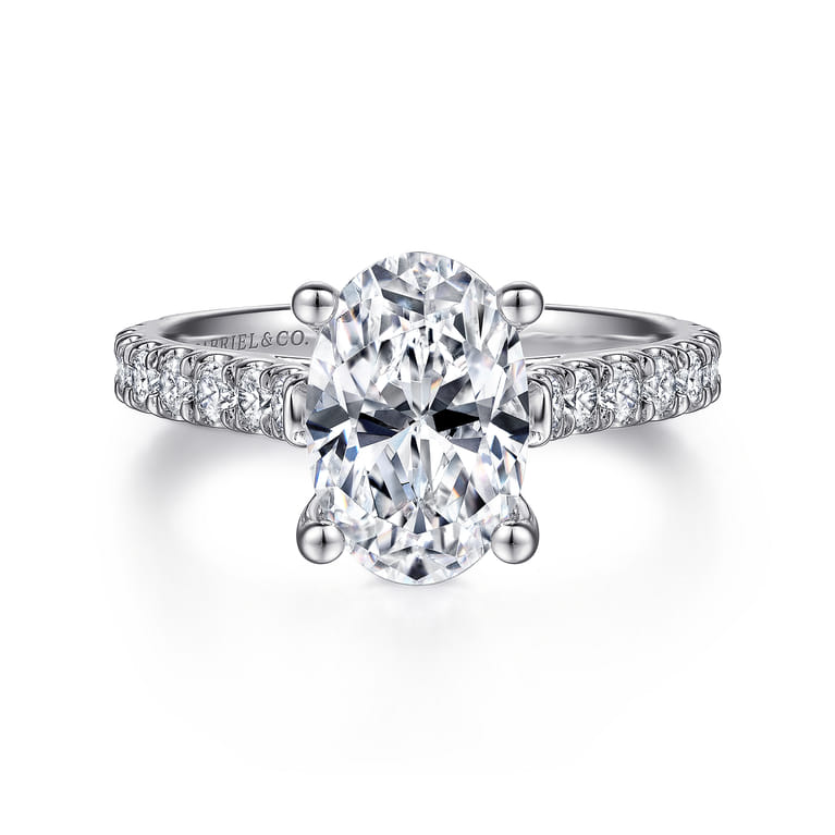 Luciole - 14K White Gold Oval Diamond Engagement Ring - 0.58 ct - Shot 1