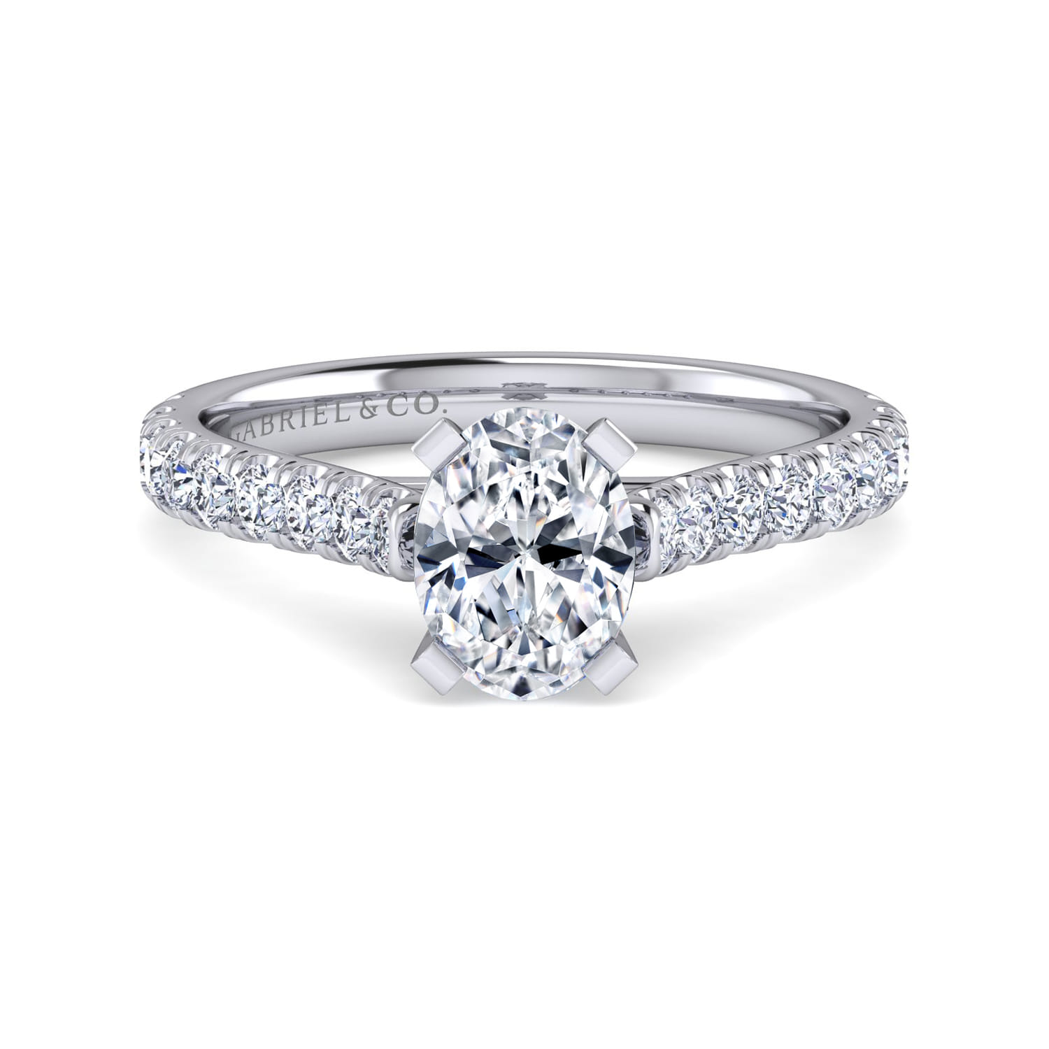 Erica - 14K White Gold Oval Diamond Engagement Ring - 0.51 ct - Shot 1