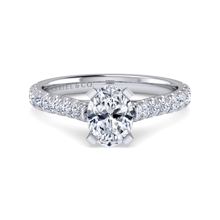 Erica - 14K White Gold Oval Diamond Engagement Ring - 0.51 ct - Shot 1