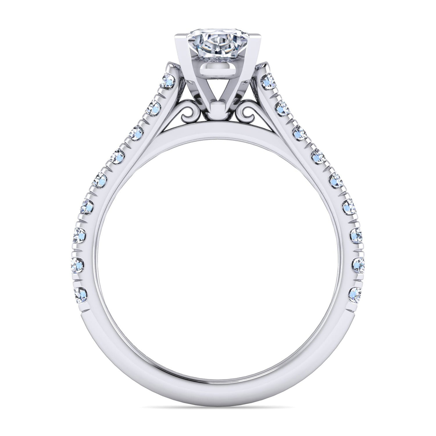 Erica - 14K White Gold Oval Diamond Engagement Ring - 0.51 ct - Shot 2