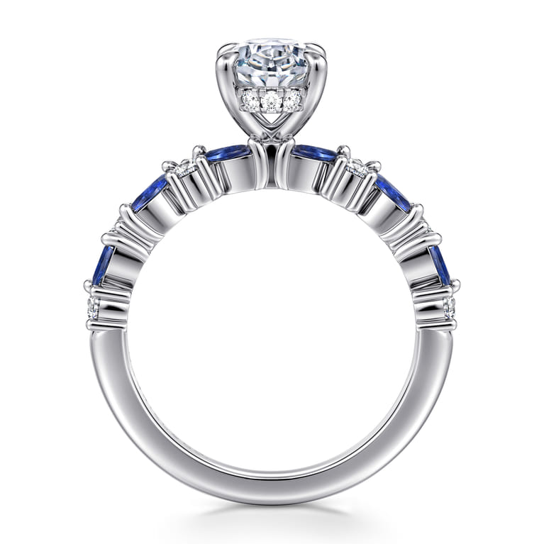 Damiana - 14K White Gold Oval Sapphire and Diamond Engagement Ring - 0.3 ct - Shot 2