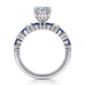 Damiana - 14K White Gold Oval Sapphire and Diamond Engagement Ring - 0.3 ct