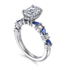 Damiana - 14K White Gold Oval Sapphire and Diamond Engagement Ring - 0.3 ct