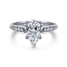 Quinn - 14K White Gold Pear Shape Diamond Channel Set Engagement Ring - 0.1 ct