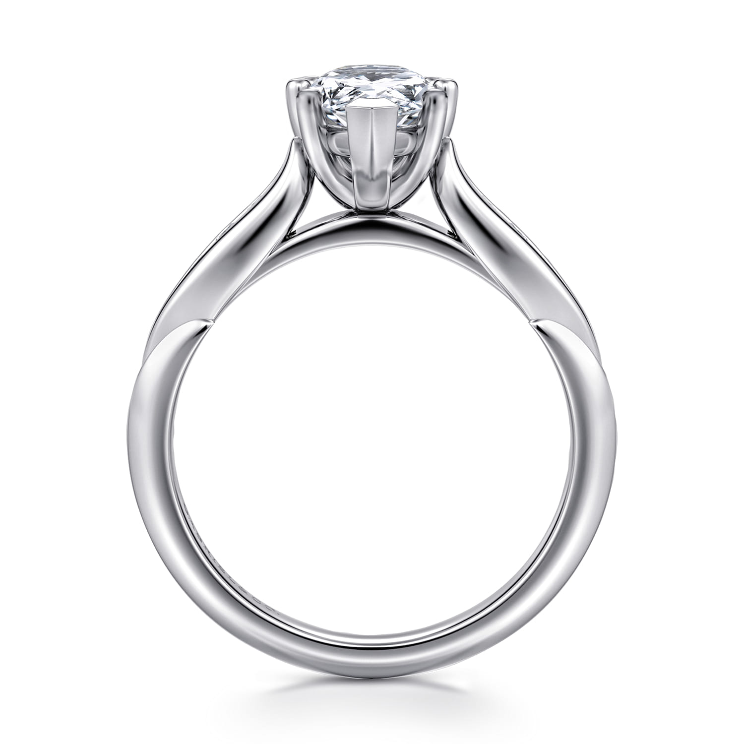 Quinn - 14K White Gold Pear Shape Diamond Channel Set Engagement Ring - 0.1 ct - Shot 2
