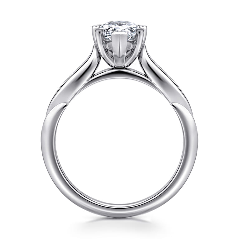 Quinn - 14K White Gold Pear Shape Diamond Channel Set Engagement Ring - 0.1 ct - Shot 2