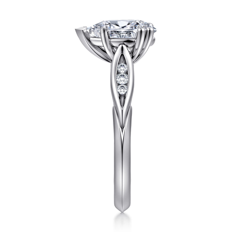 Quinn - 14K White Gold Pear Shape Diamond Channel Set Engagement Ring - 0.1 ct - Shot 4