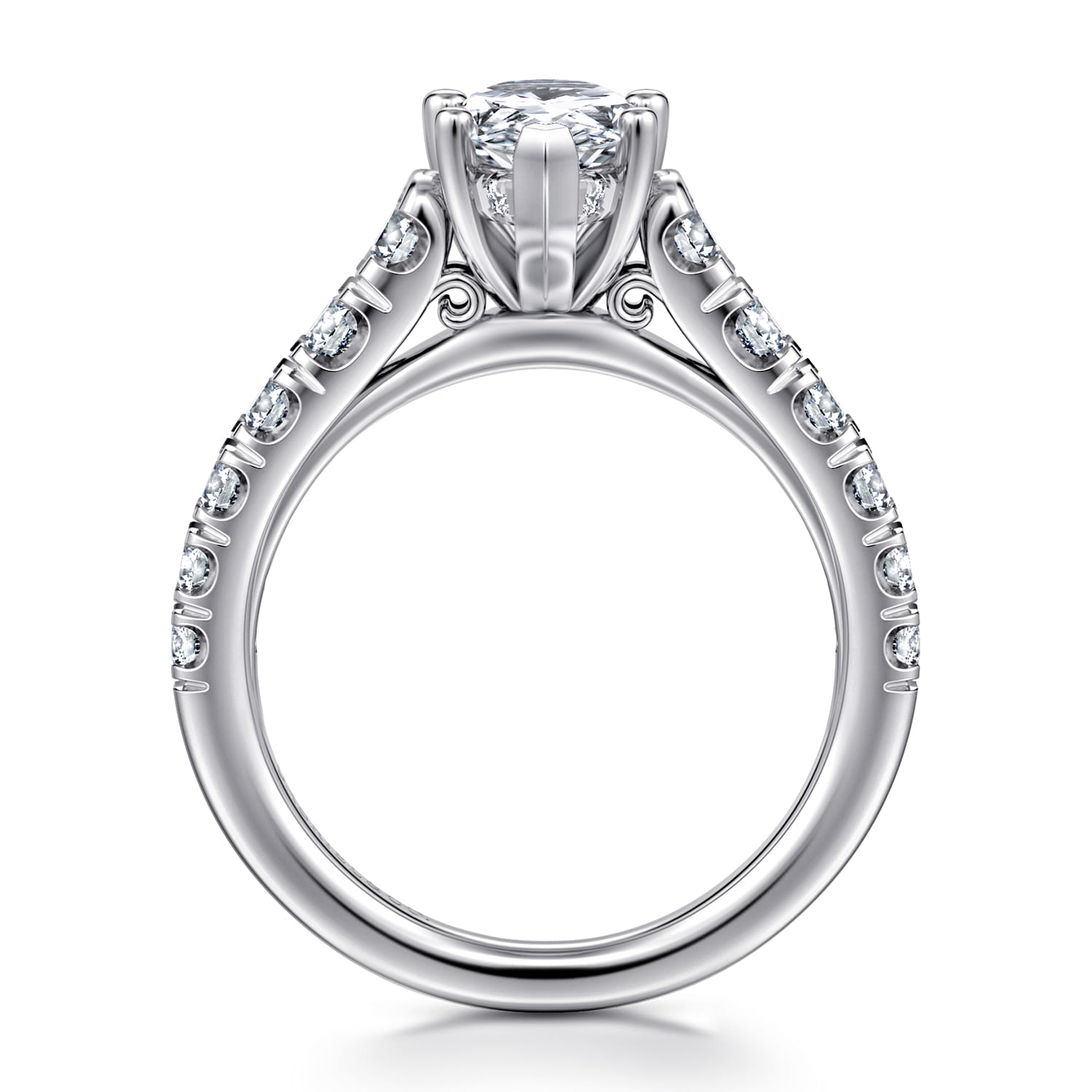 Piper - 14K White Gold Pear Shape Diamond Engagement Ring - 0.77 ct - Shot 2
