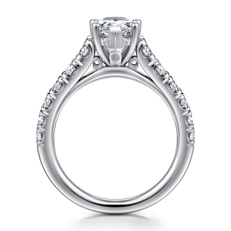 Piper - 14K White Gold Pear Shape Diamond Engagement Ring - 0.77 ct - Shot 2