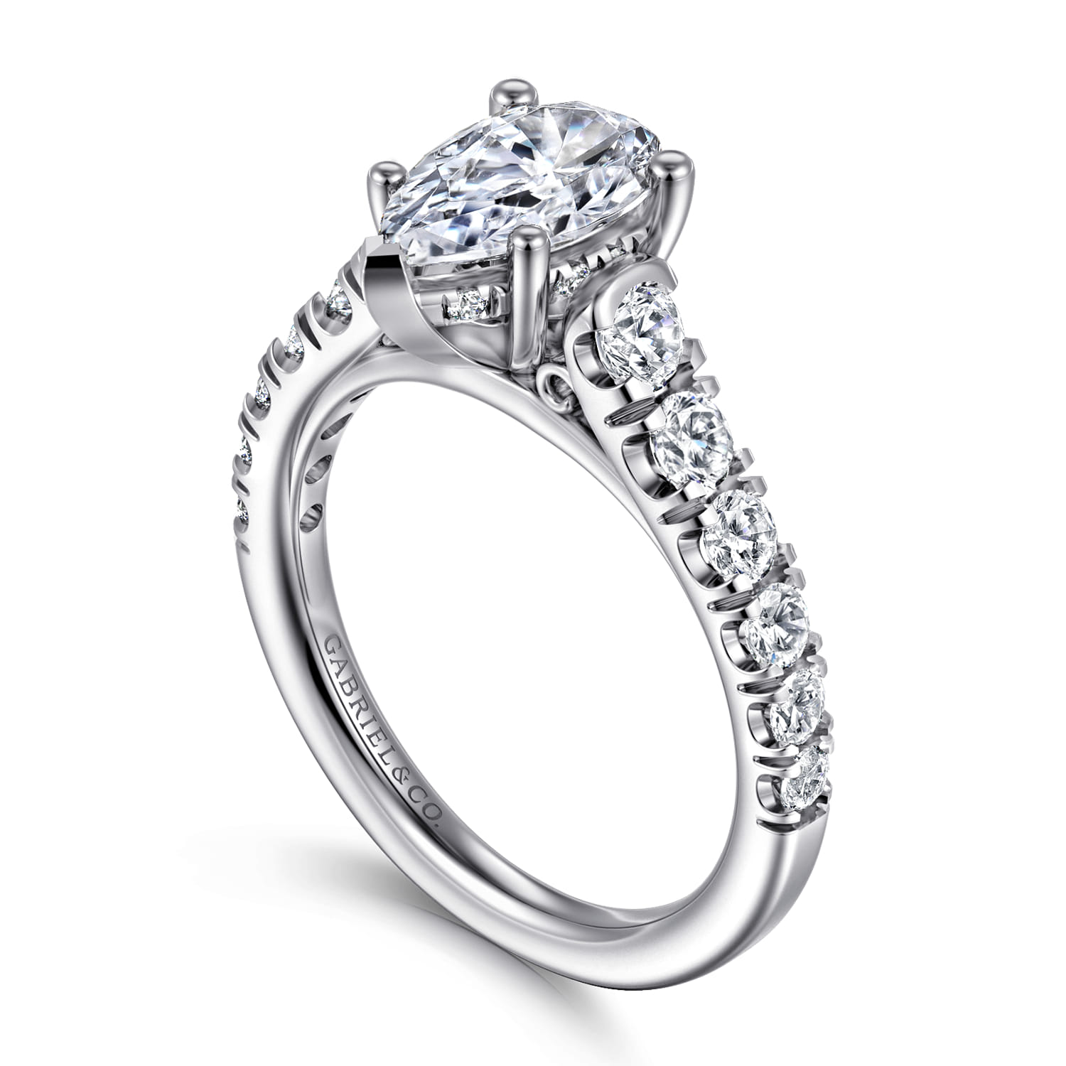 Piper - 14K White Gold Pear Shape Diamond Engagement Ring - 0.77 ct - Shot 3