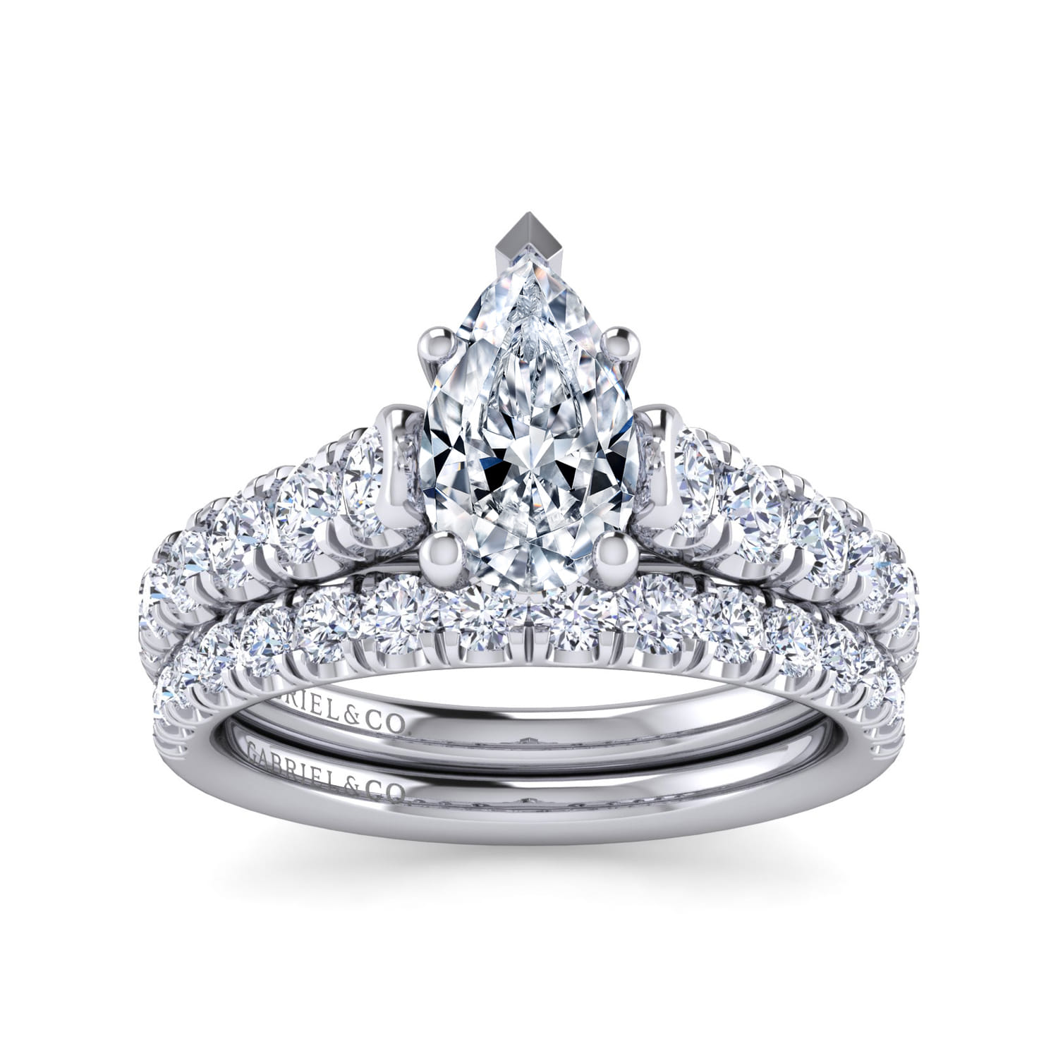 Piper - 14K White Gold Pear Shape Diamond Engagement Ring - 0.77 ct - Shot 4