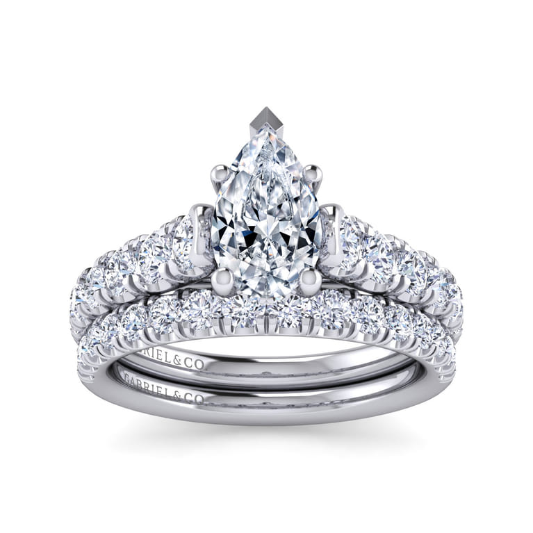 Piper - 14K White Gold Pear Shape Diamond Engagement Ring - 0.77 ct - Shot 4