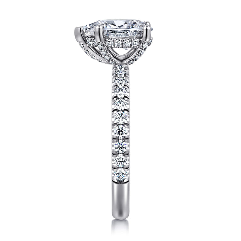 Amira - 14K White Gold Pear Shape Diamond Engagement Ring - 0.52 ct - Shot 4