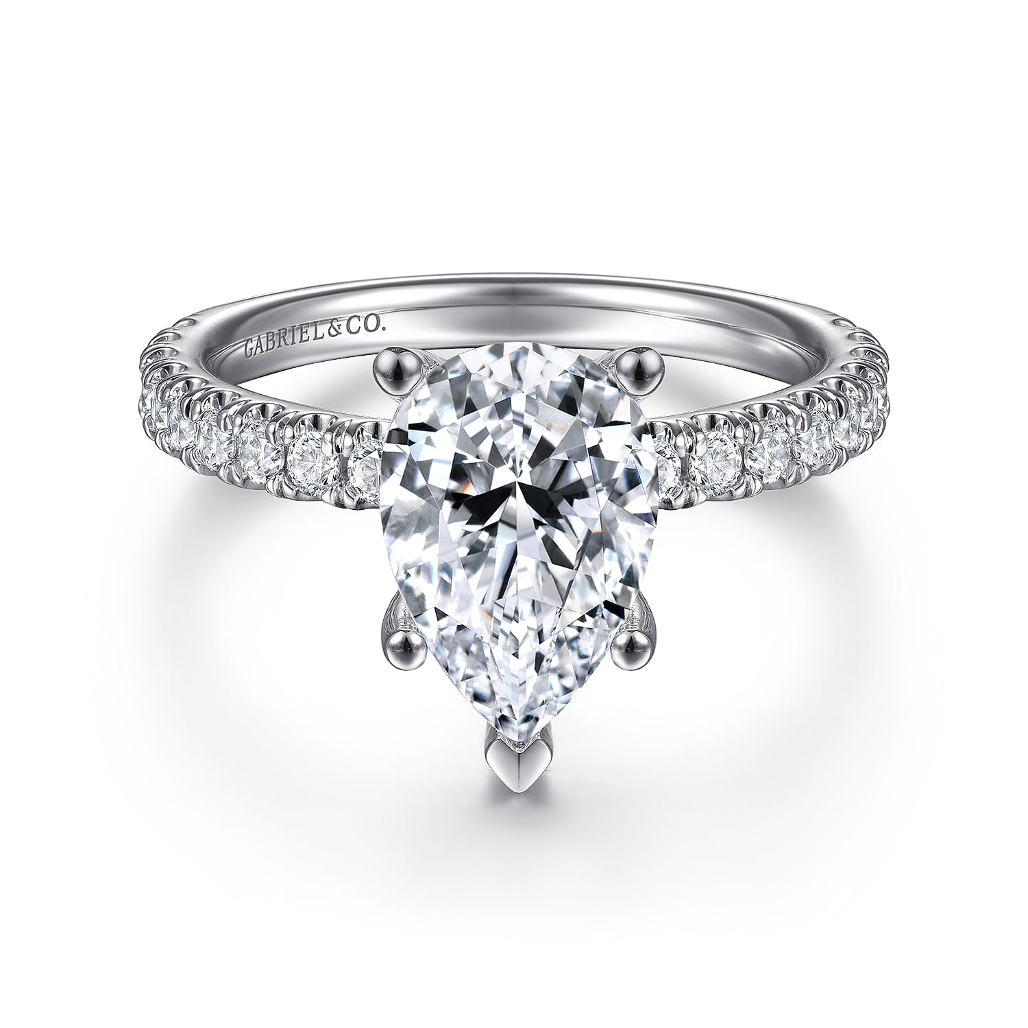 Amira - 14K White Gold Pear Shape Diamond Engagement Ring - 0.55 ct - Shot 1