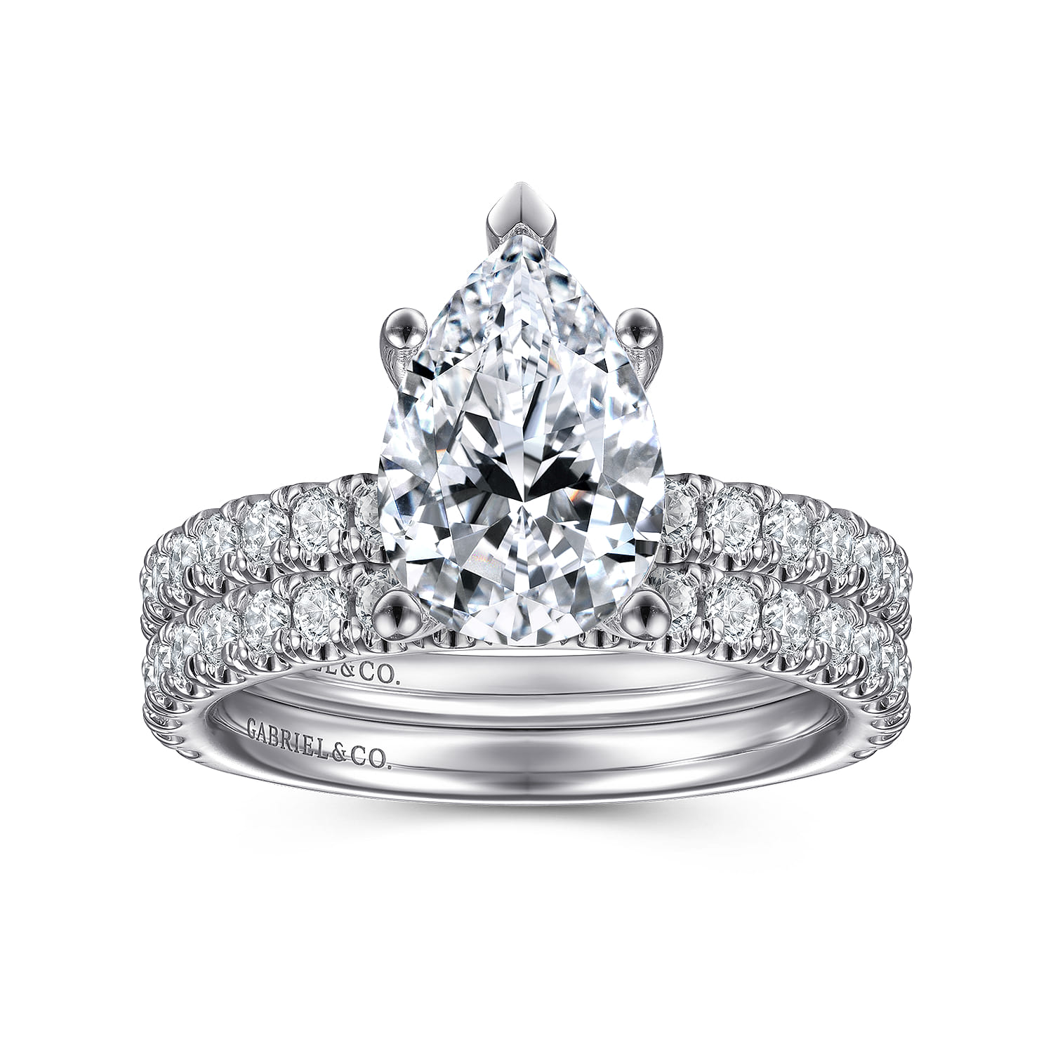 Amira - 14K White Gold Pear Shape Diamond Engagement Ring - 0.55 ct - Shot 4